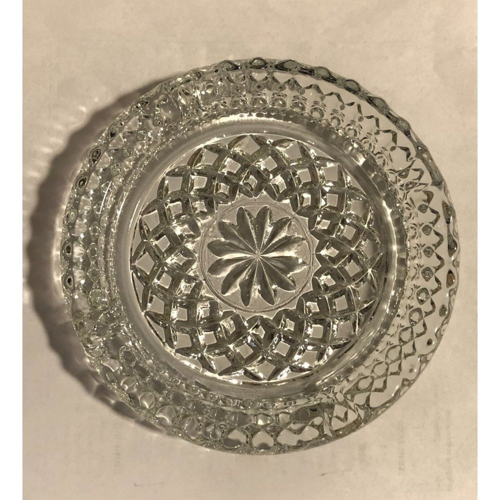 Vintage Retired Glass Ashtray Anchor Hocking Wexford Diamond Pattern 5.25"